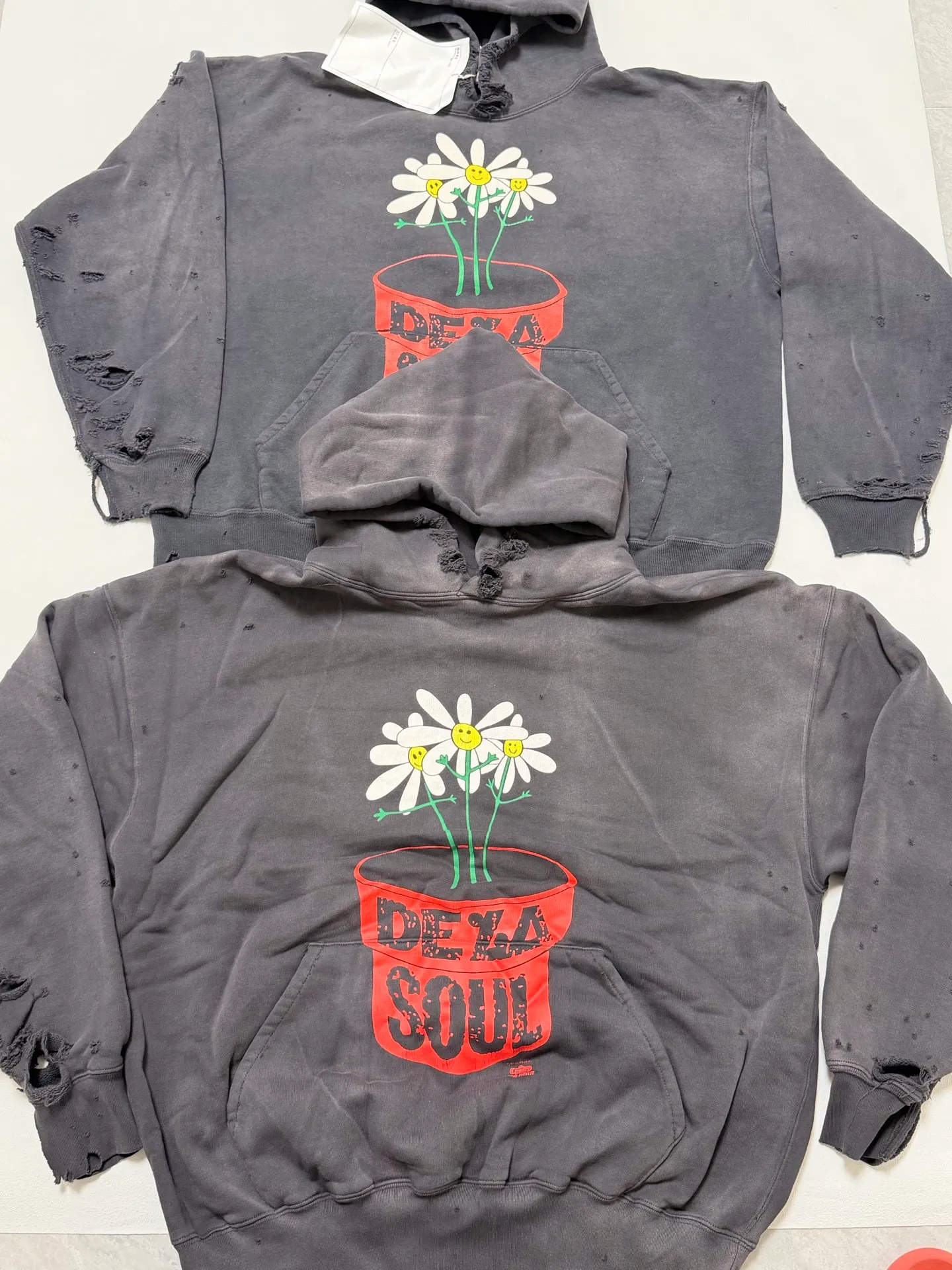Prenatal planning SAINT Mxxxxxx × DE LA SOUL DLS_HOODIE/DE LA SOUL/BLK DE LA SOUL joint model potted plant destruction hoodie washed black S-XL